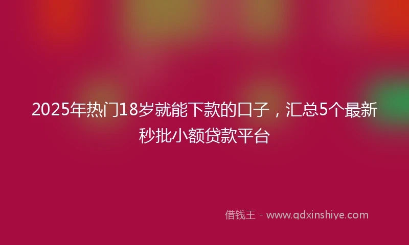 2025年热门18岁就能下款的口子，汇总5个最新秒批小额贷款平台