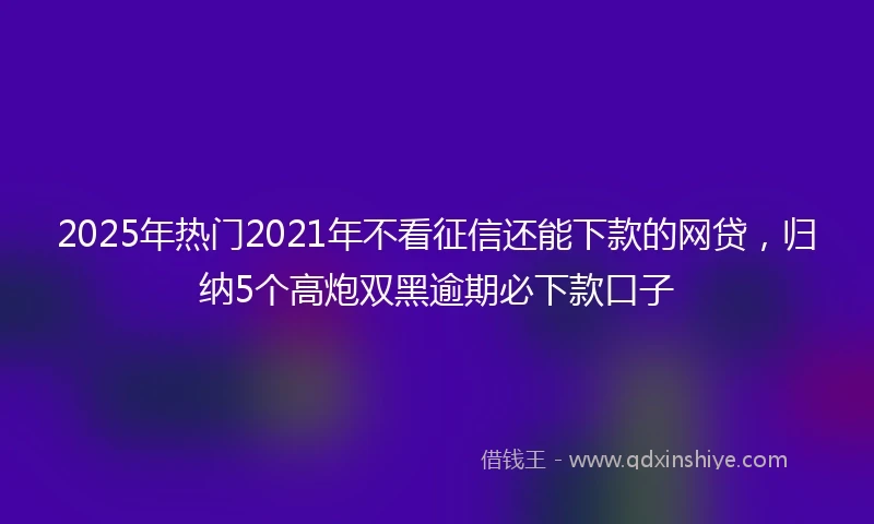 2025年热门2021年不看征信还能下款的网贷，归纳5个高炮双黑逾期必下款口子