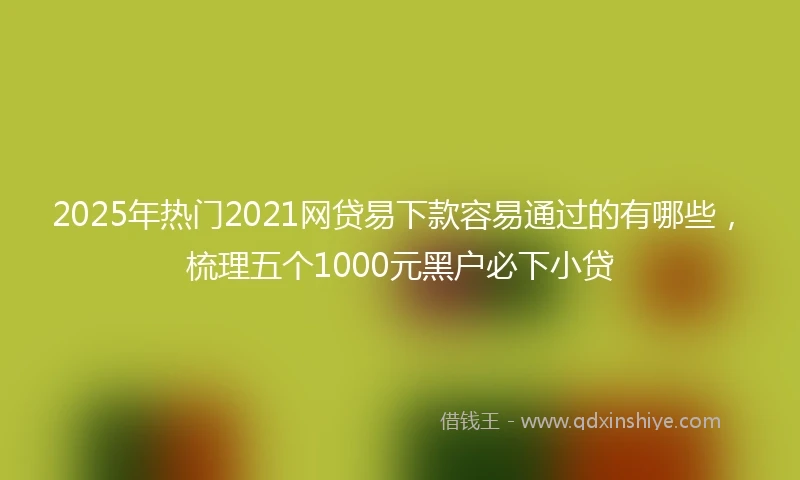 2025年热门2021网贷易下款容易通过的有哪些，梳理五个1000元黑户必下小贷