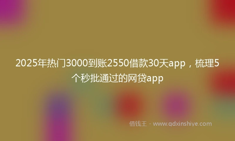 2025年热门3000到账2550借款30天app，梳理5个秒批通过的网贷app