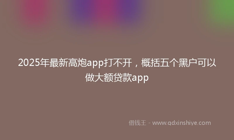 2025年最新高炮app打不开，概括五个黑户可以做大额贷款app