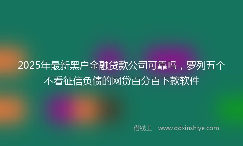 2025年最新黑户金融贷款公司可靠吗，罗列五个不看征信负债的网贷百分百下款软件