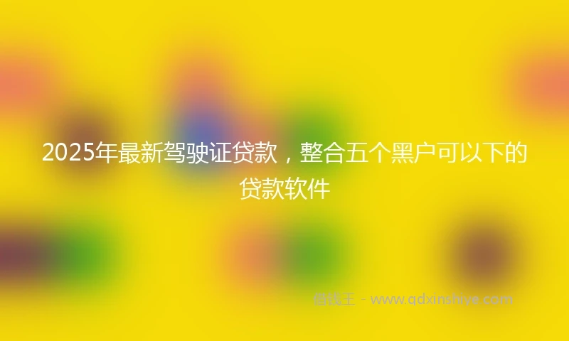 2025年最新驾驶证贷款，整合五个黑户可以下的贷款软件