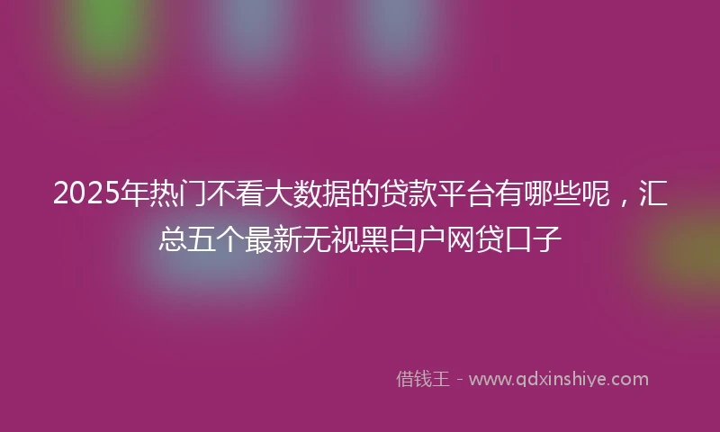 2025年热门不看大数据的贷款平台有哪些呢，汇总五个最新无视黑白户网贷口子
