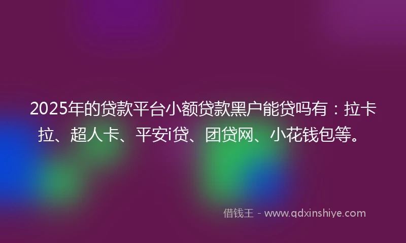 2025年的贷款平台小额贷款黑户能贷吗有：拉卡拉、超人卡、平安i贷、团贷网、小花钱包等。