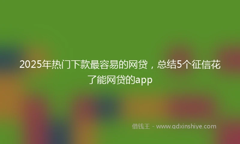 2025年热门下款最容易的网贷，总结5个征信花了能网贷的app