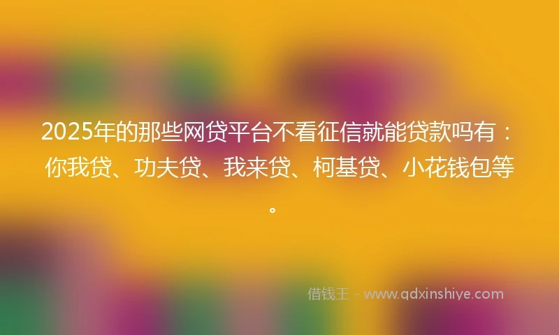 2025年的那些网贷平台不看征信就能贷款吗有：你我贷、功夫贷、我来贷、柯基贷、小花钱包等。