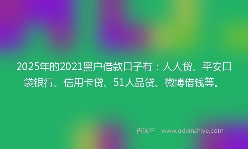 2025年的2021黑户借款口子有：人人贷、平安口袋银行、信用卡贷、51人品贷、微博借钱等。