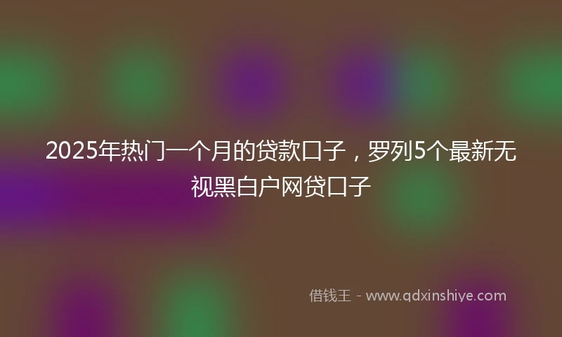 2025年热门一个月的贷款口子，罗列5个最新无视黑白户网贷口子