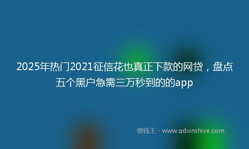 2025年热门2021征信花也真正下款的网贷，盘点五个黑户急需三万秒到的的app