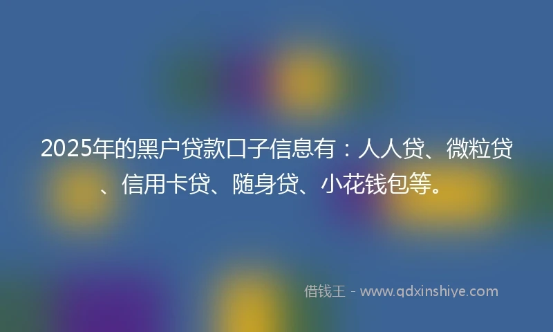 2025年的黑户贷款口子信息有：人人贷、微粒贷、信用卡贷、随身贷、小花钱包等。