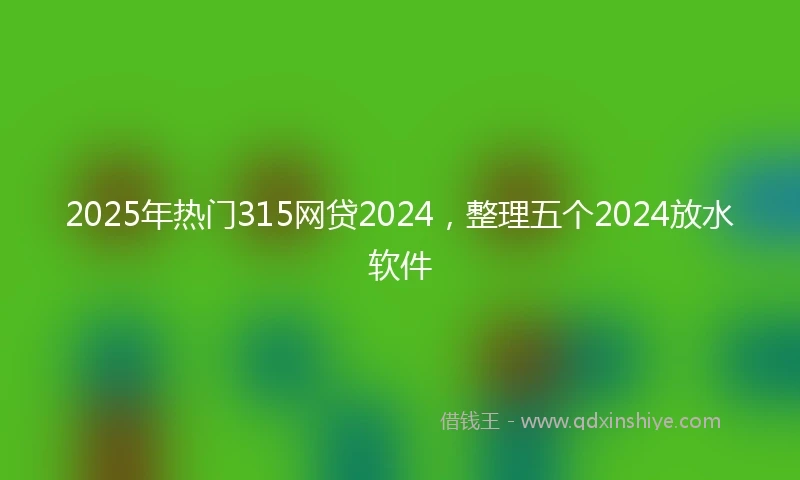 2025年热门315网贷2024，整理五个2024放水软件