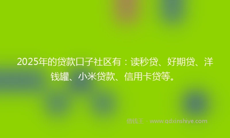 2025年的贷款口子社区有：读秒贷、好期贷、洋钱罐、小米贷款、信用卡贷等。