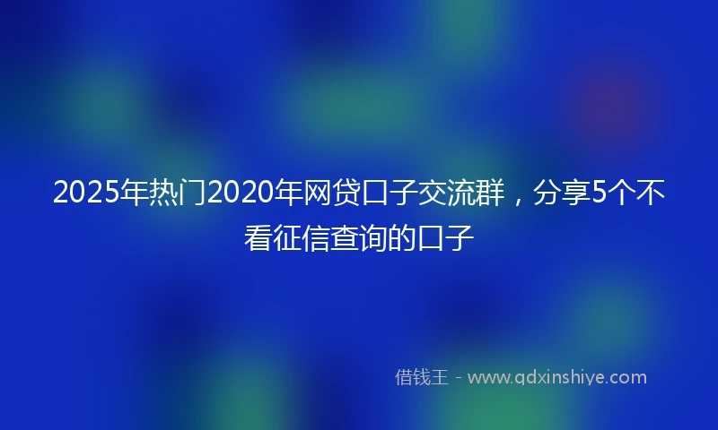 2025年热门2020年网贷口子交流群，分享5个不看征信查询的口子