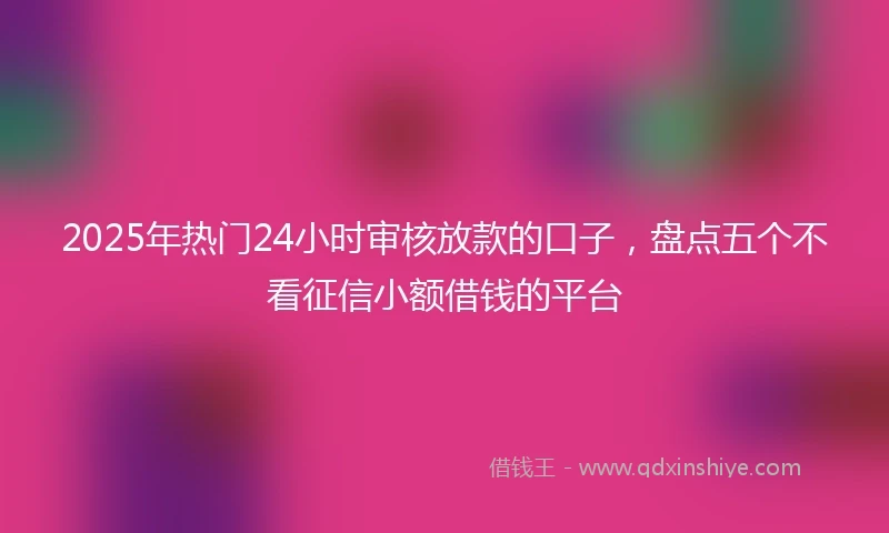 2025年热门24小时审核放款的口子，盘点五个不看征信小额借钱的平台