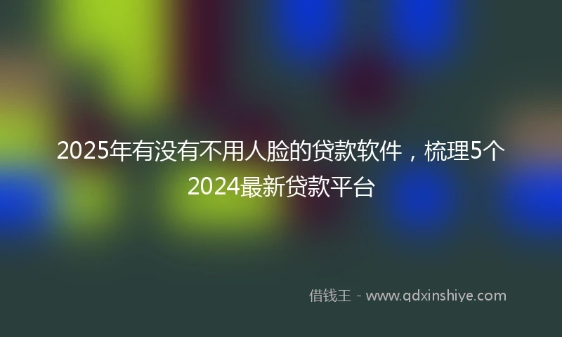 2025年有没有不用人脸的贷款软件，梳理5个2024最新贷款平台