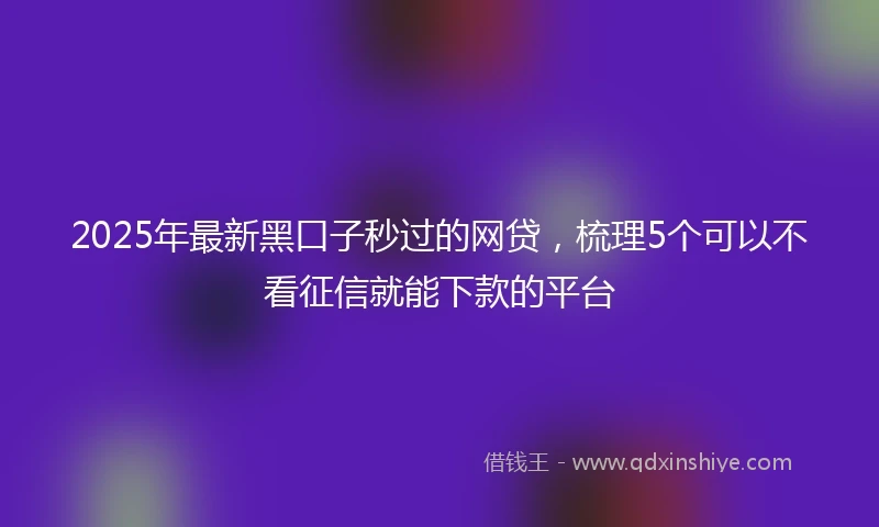 2025年最新黑口子秒过的网贷，梳理5个可以不看征信就能下款的平台