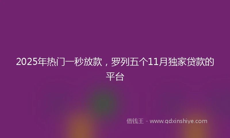 2025年热门一秒放款，罗列五个11月独家贷款的平台