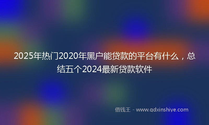2025年热门2020年黑户能贷款的平台有什么，总结五个2024最新贷款软件