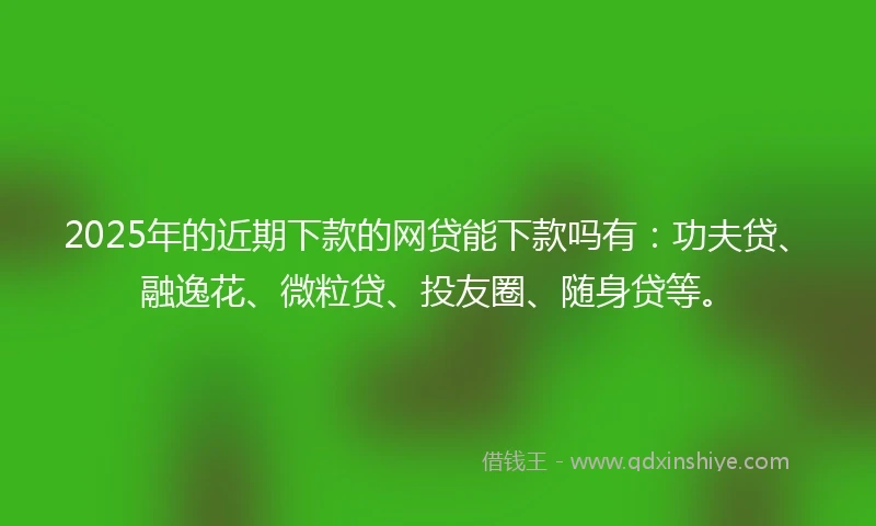 2025年的近期下款的网贷能下款吗有：功夫贷、融逸花、微粒贷、投友圈、随身贷等。
