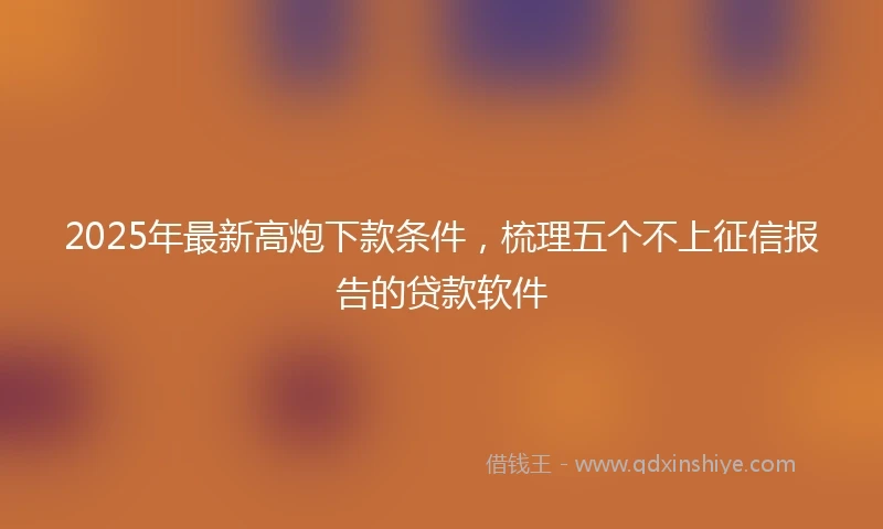 2025年最新高炮下款条件，梳理五个不上征信报告的贷款软件