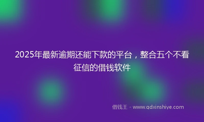 2025年最新逾期还能下款的平台，整合五个不看征信的借钱软件