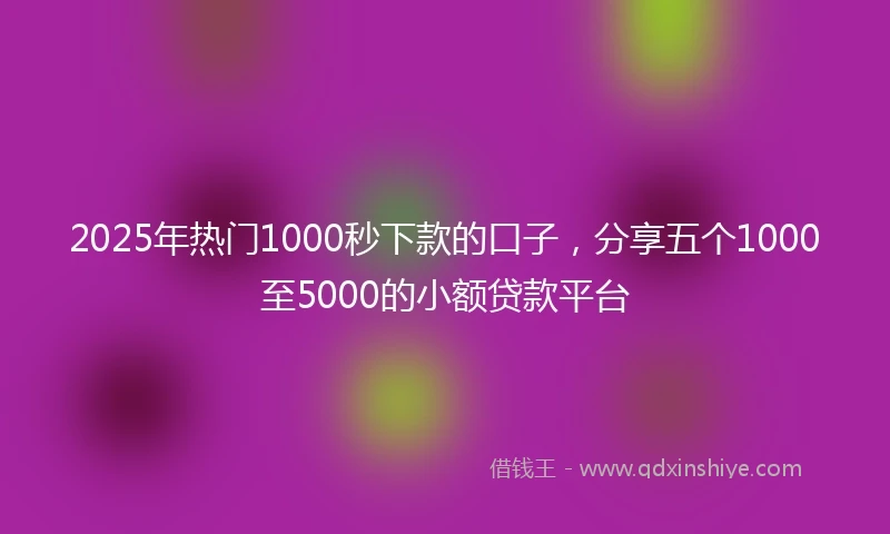 2025年热门1000秒下款的口子，分享五个1000至5000的小额贷款平台