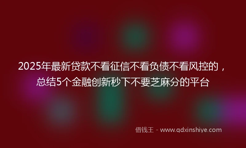 2025年最新贷款不看征信不看负债不看风控的，总结5个金融创新秒下不要芝麻分的平台
