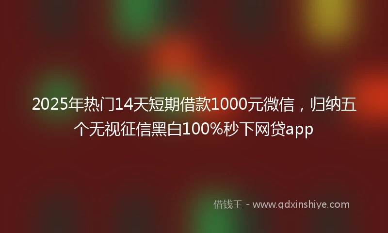 2025年热门14天短期借款1000元微信，归纳五个无视征信黑白100%秒下网贷app
