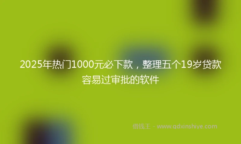 2025年热门1000元必下款，整理五个19岁贷款容易过审批的软件