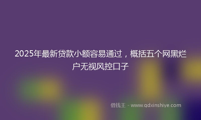 2025年最新贷款小额容易通过，概括五个网黑烂户无视风控口子