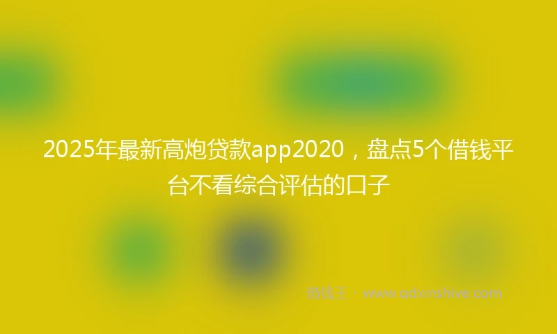 2025年最新高炮贷款app2020，盘点5个借钱平台不看综合评估的口子