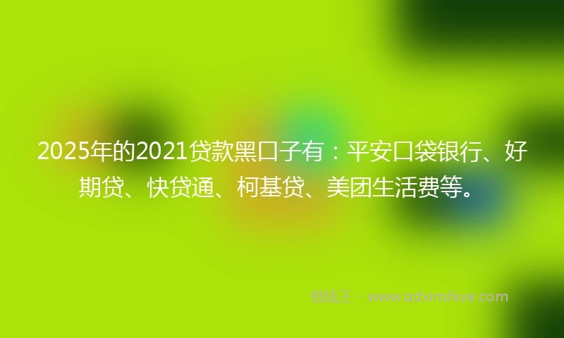 2025年的2021贷款黑口子有：平安口袋银行、好期贷、快贷通、柯基贷、美团生活费等。