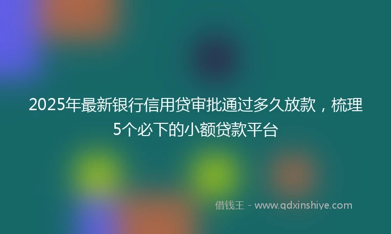 2025年最新银行信用贷审批通过多久放款，梳理5个必下的小额贷款平台