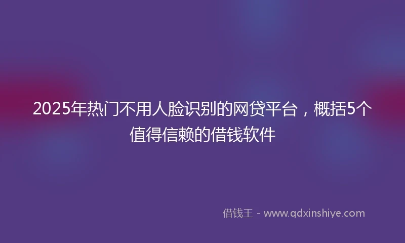 2025年热门不用人脸识别的网贷平台，概括5个值得信赖的借钱软件
