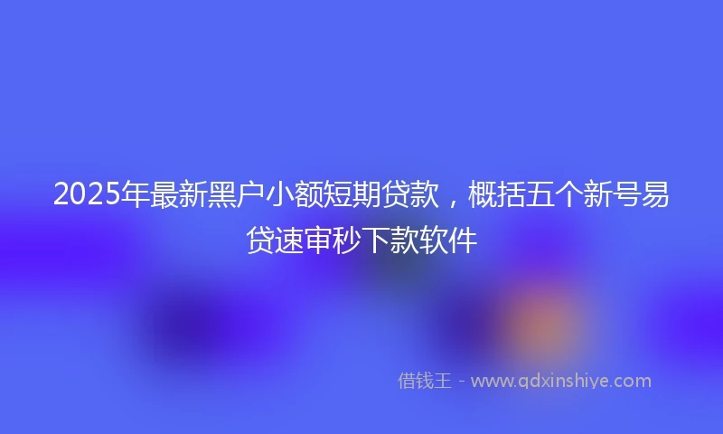 2025年最新黑户小额短期贷款，概括五个新号易贷速审秒下款软件