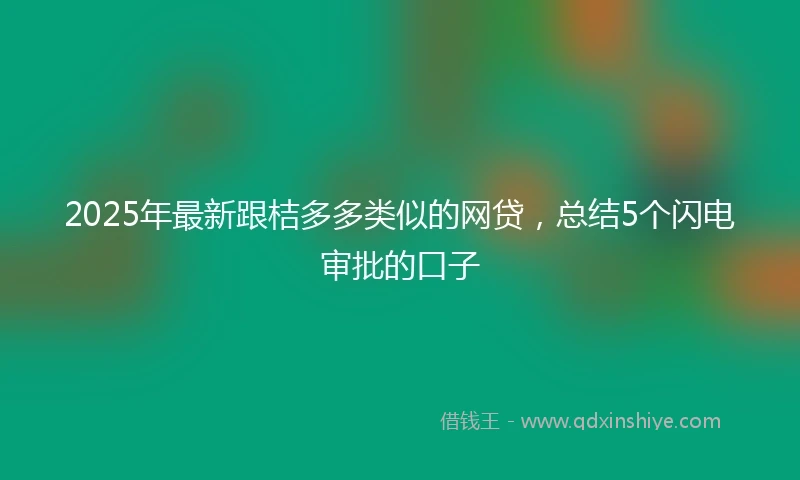 2025年最新跟桔多多类似的网贷，总结5个闪电审批的口子