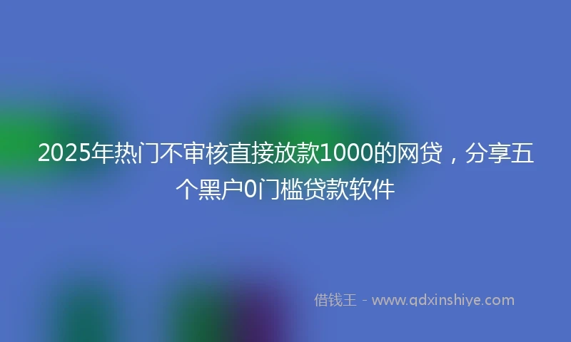 2025年热门不审核直接放款1000的网贷，分享五个黑户0门槛贷款软件