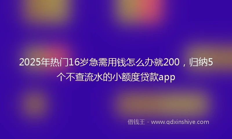 2025年热门16岁急需用钱怎么办就200，归纳5个不查流水的小额度贷款app