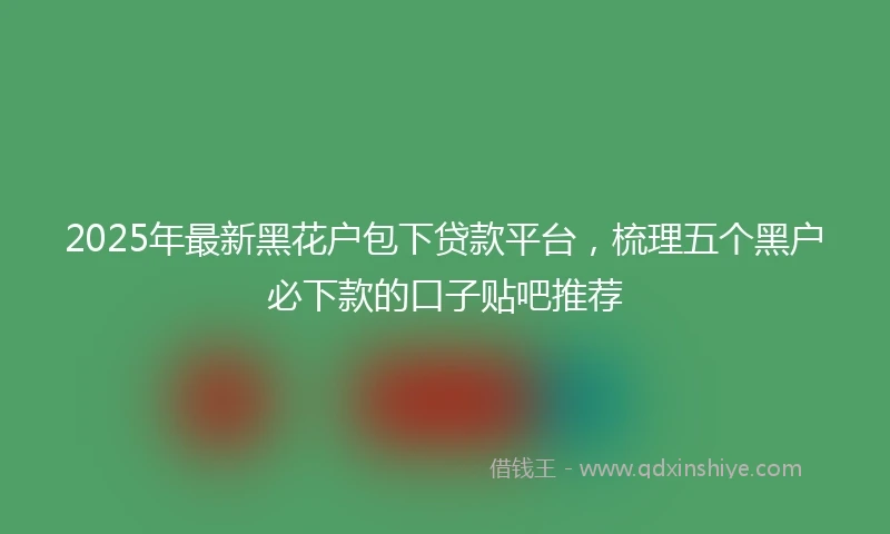 2025年最新黑花户包下贷款平台，梳理五个黑户必下款的口子贴吧推荐
