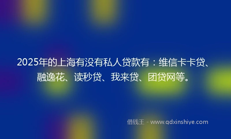 2025年的上海有没有私人贷款有：维信卡卡贷、融逸花、读秒贷、我来贷、团贷网等。