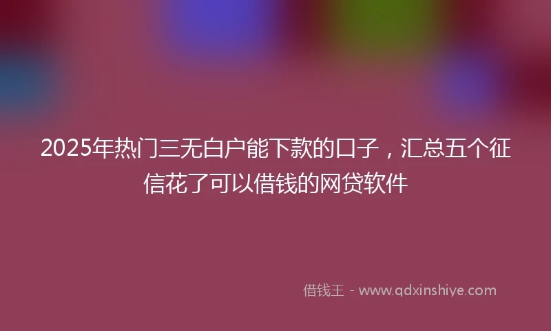 2025年热门三无白户能下款的口子，汇总五个征信花了可以借钱的网贷软件