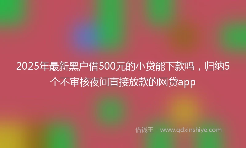 2025年最新黑户借500元的小贷能下款吗，归纳5个不审核夜间直接放款的网贷app