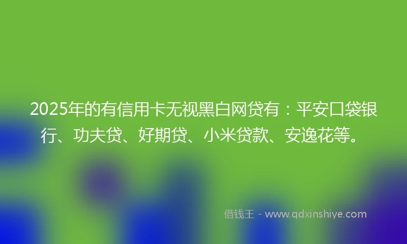 2025年的有信用卡无视黑白网贷有：平安口袋银行、功夫贷、好期贷、小米贷款、安逸花等。
