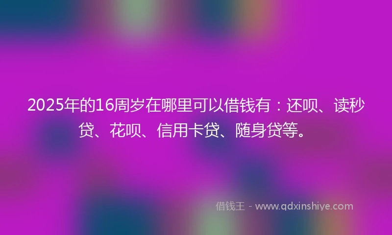 2025年的16周岁在哪里可以借钱有：还呗、读秒贷、花呗、信用卡贷、随身贷等。