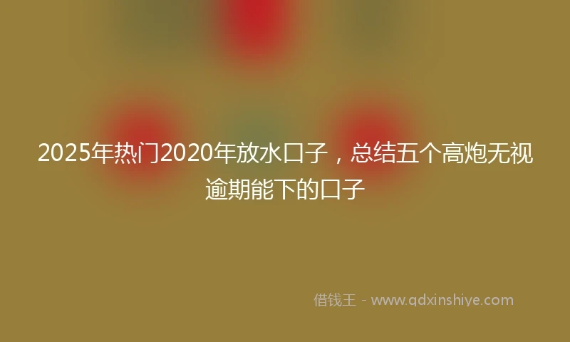 2025年热门2020年放水口子，总结五个高炮无视逾期能下的口子