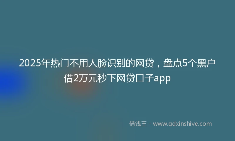 2025年热门不用人脸识别的网贷，盘点5个黑户借2万元秒下网贷口子app