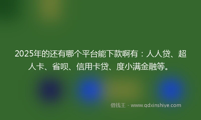 2025年的还有哪个平台能下款啊有：人人贷、超人卡、省呗、信用卡贷、度小满金融等。