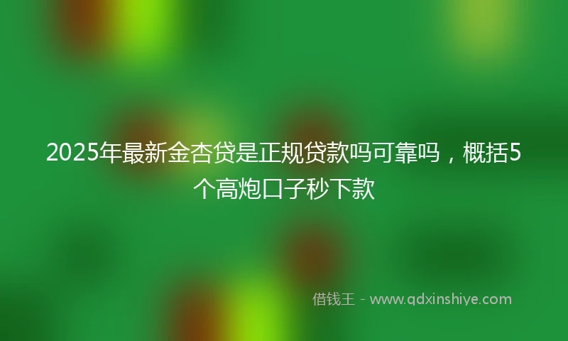 2025年最新金杏贷是正规贷款吗可靠吗，概括5个高炮口子秒下款