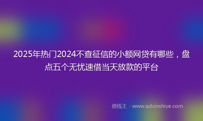 2025年热门2024不查征信的小额网贷有哪些，盘点五个无忧速借当天放款的平台